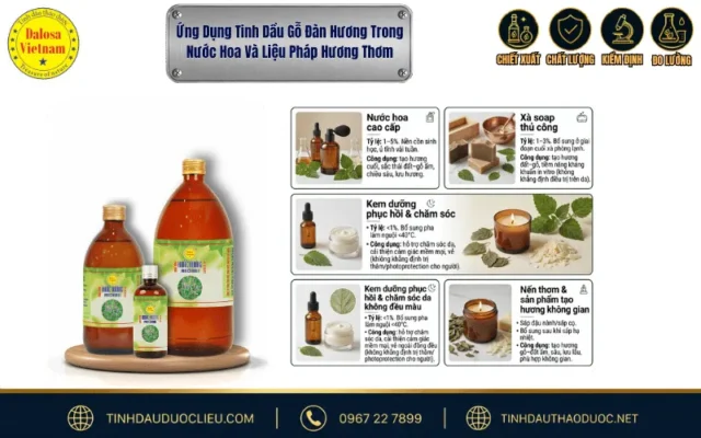Bảng chi tiết ứng dụng tinh dầu hoắc hương trong nước hoa, mỹ phẩm và nến thơm Dalosa Vietnam